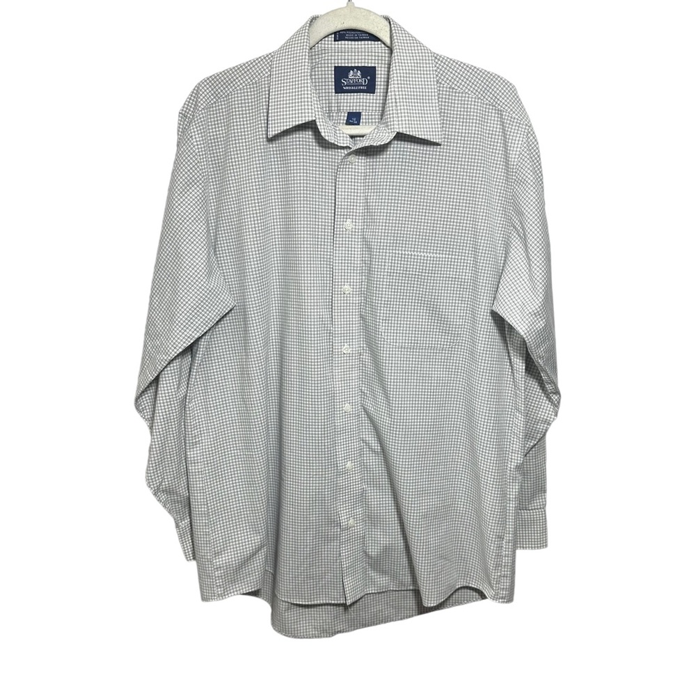 Stafford Mens Sz 16 34/35 Wrinkle Free Button Down Long Sleeve Dress Shirt Plaid